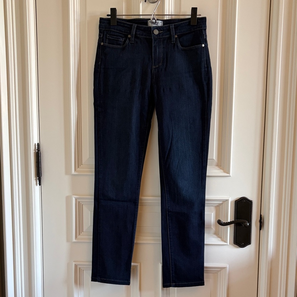 PAIGE Women's Deep Indigo Straight Leg Jeans